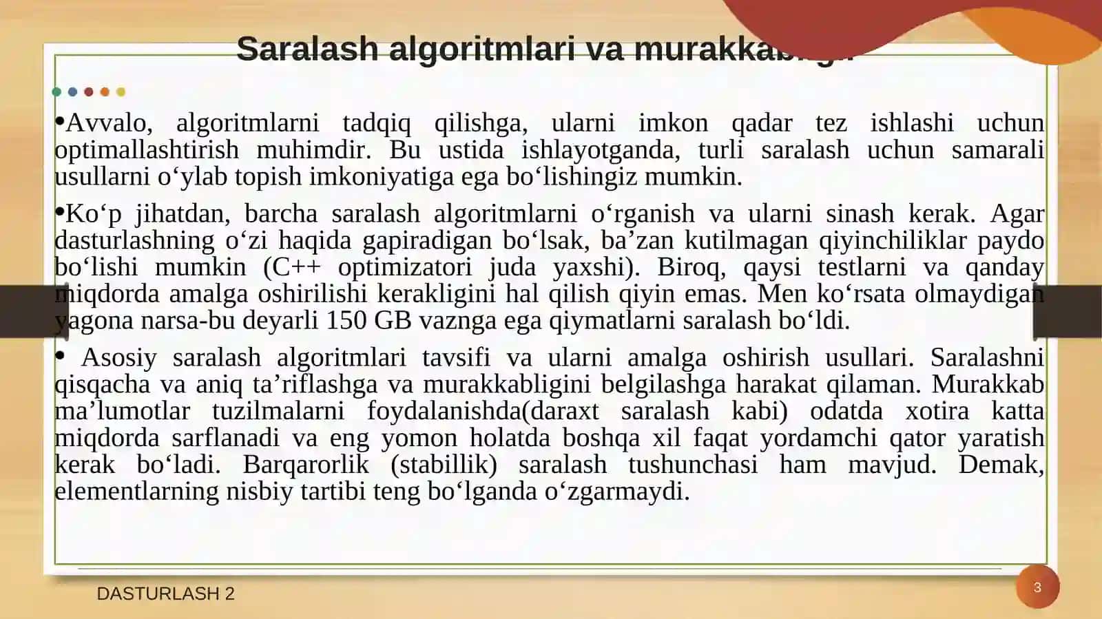 Saralash algoritmlari haqida 3