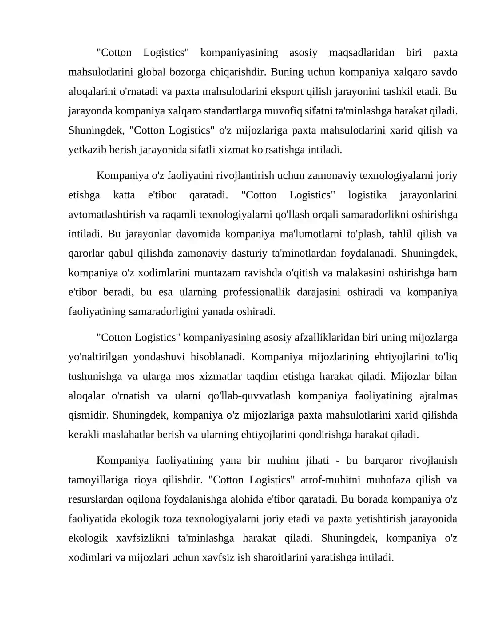 “Cotton Logistics “ korxonasi 3