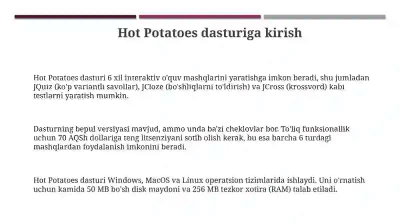 Hot Potatoes 3