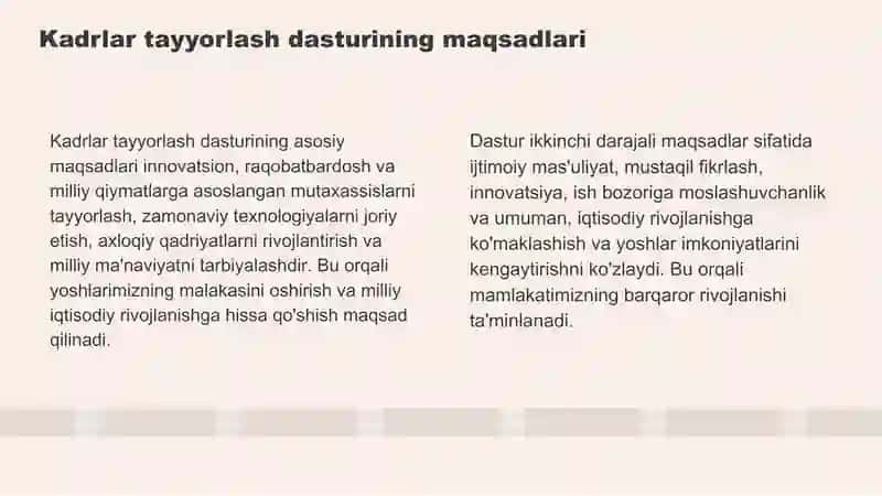 Kadrlar tayyorlash milliy dasturi 3