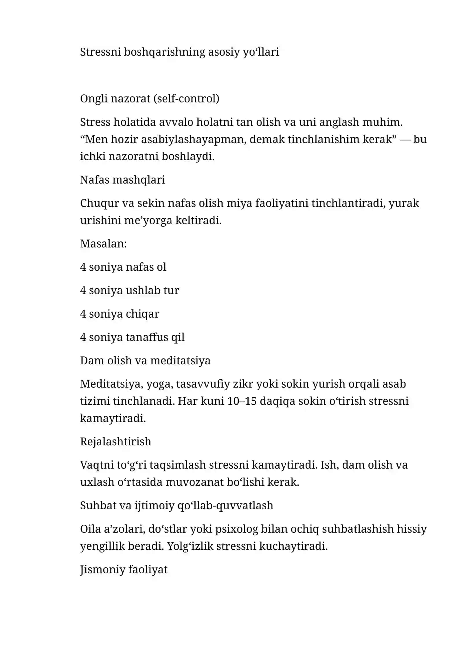 Stressni boshqarish 3