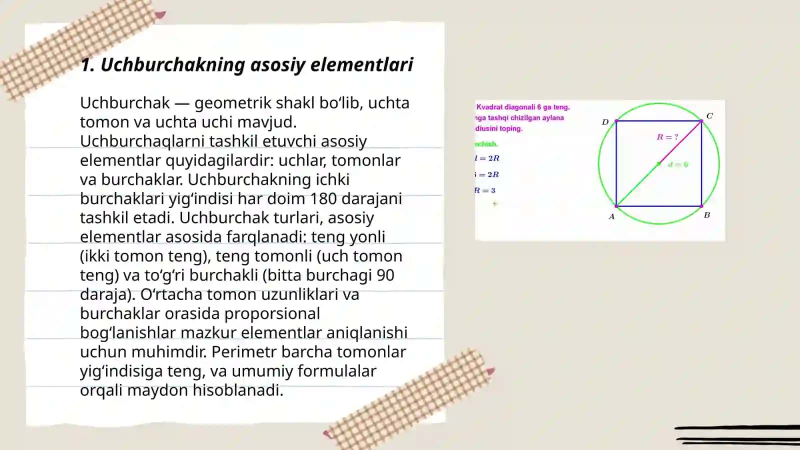 Uchburchakning asosiy elementlari 3