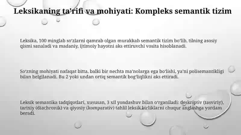 Leksik ma'noning murakkab strukturali butunlik ekanligi 3