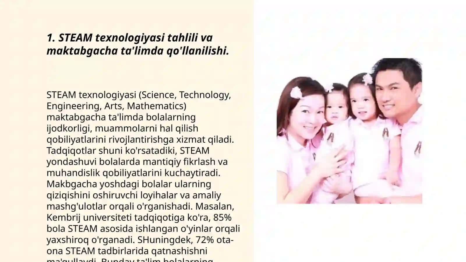 Maktabgacha ta'limda atrof muhitga muhabbat hissini uyg'otish uchun STEAM ta'lim texnologiyasini qo'llash 3