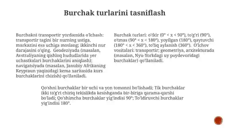 Burchak turlari tushunish 3