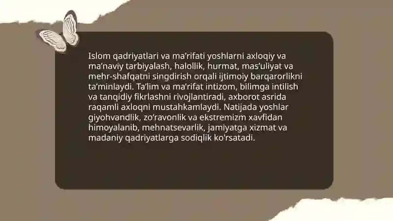 Islom qadriyatlari va maʼrifatining hozirgi davrdagi ahamiyati 3