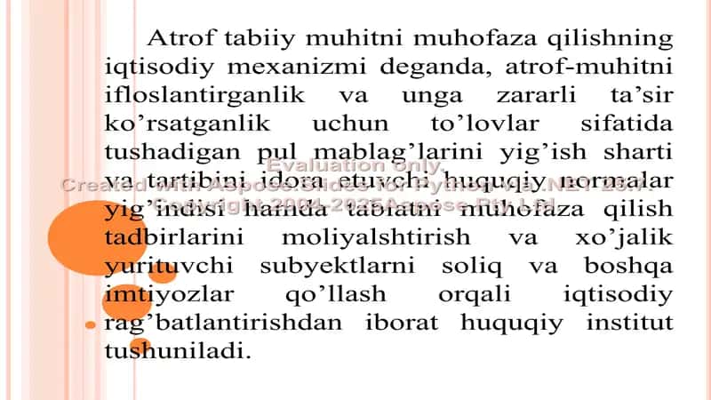 Iqtisodiyotni modernizatsiya qilish sharoitida, tabiatdan foydalanishning iqtisodiy mexanizmi. Tabiat komponentlaridan foydalanish va ularni muhofaza qilishning ekologik-iqtisodiy asoslari 3