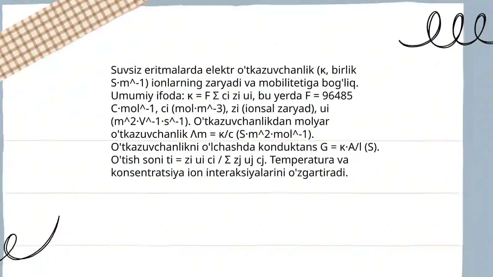 Suvsiz eritmalarning elektr o'tkazuvchanligi 3