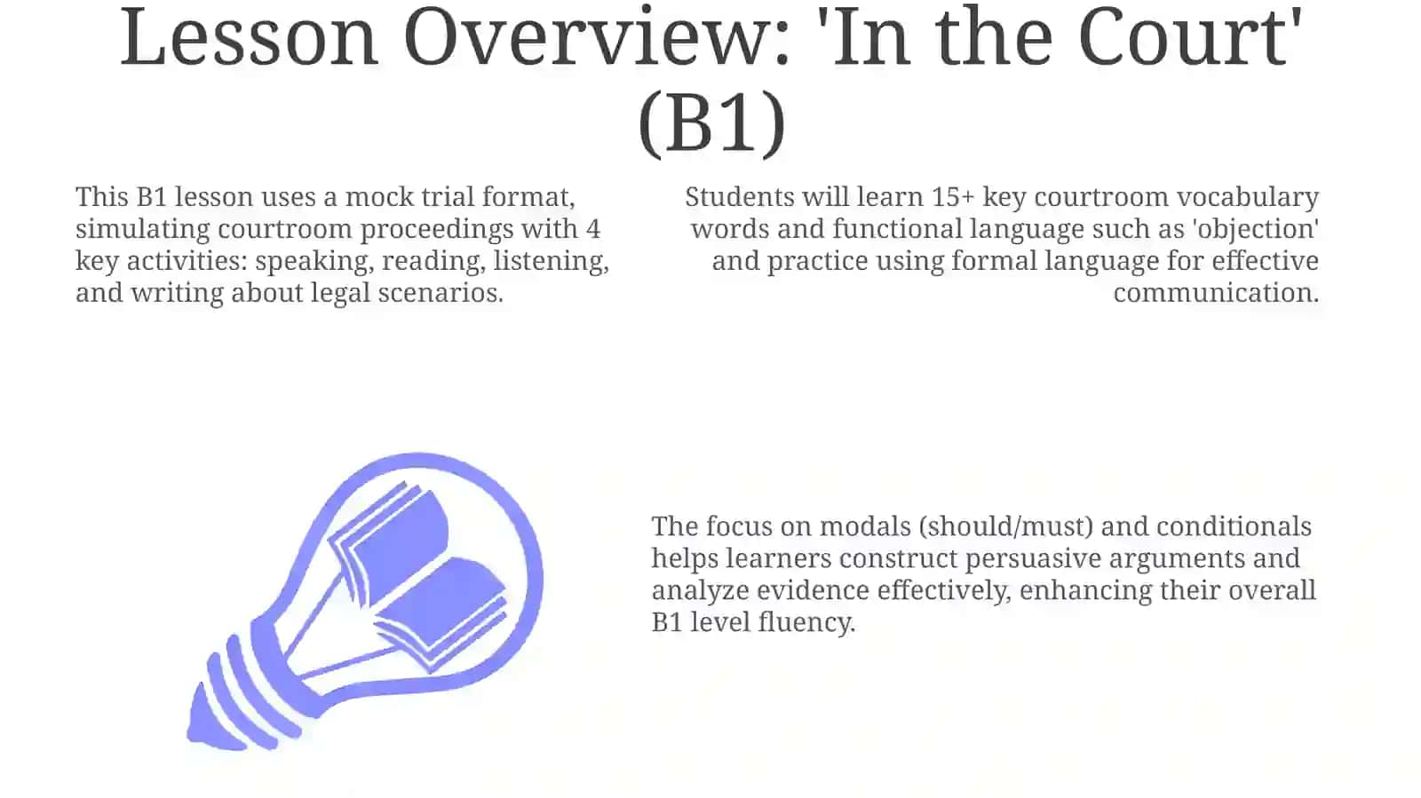 In the court. Lesson plan b1 3
