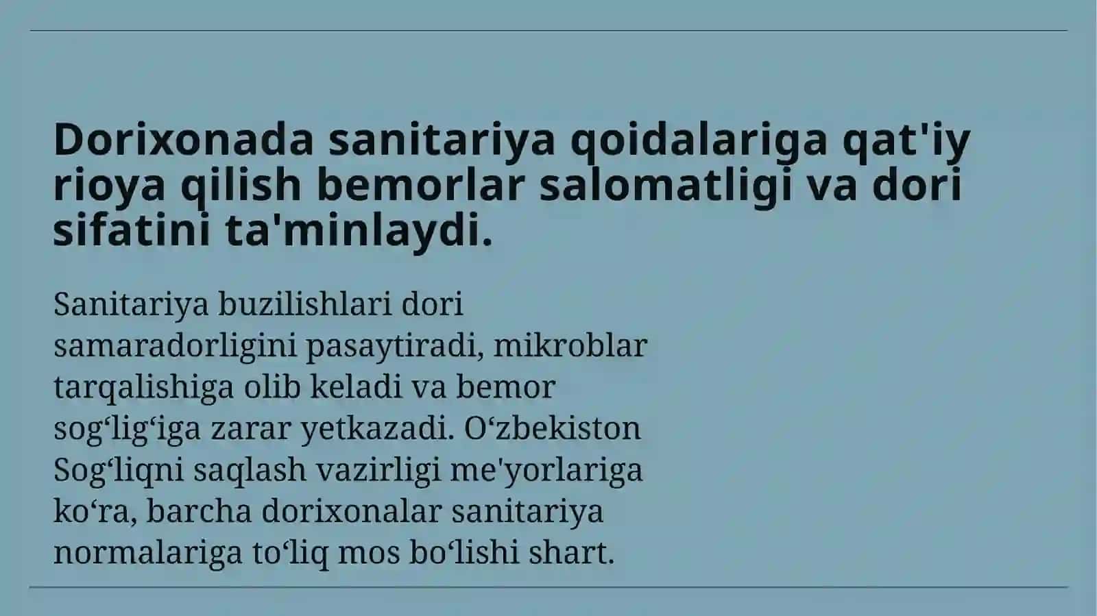 Dorixonada Sanitariya Qoidalari 3