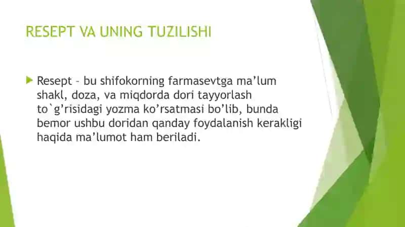 Retsept va tuzilishi 3