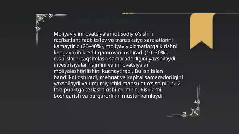Moliyaviy innovatsiyalar yaratilishining ahamiyati 3