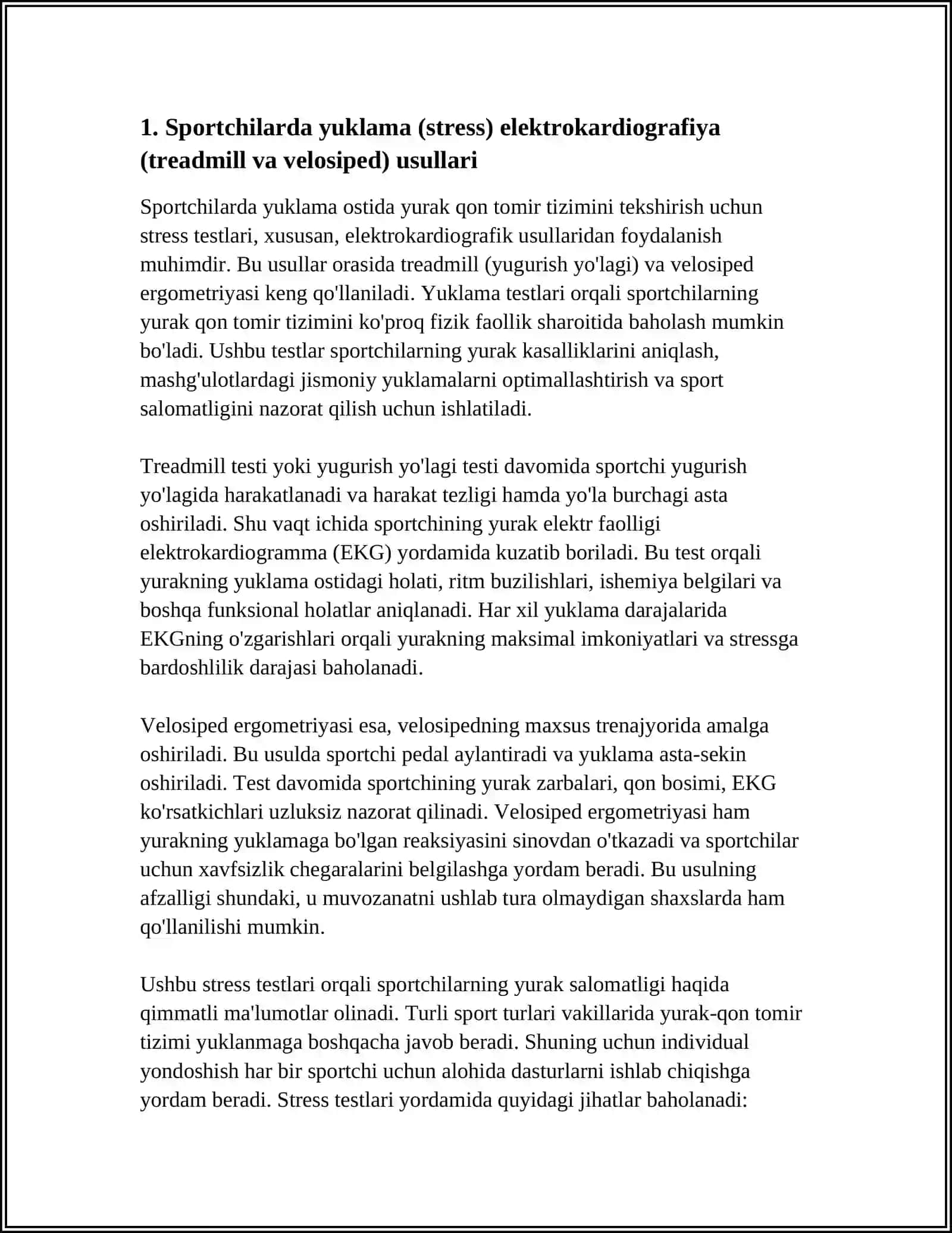SPORTCHILARDA YURAK QON TOMIR TIZIMINING FUNKSIONAL SINAMALAR YORDAMIDA TEKSHIRISH USULLARI 3