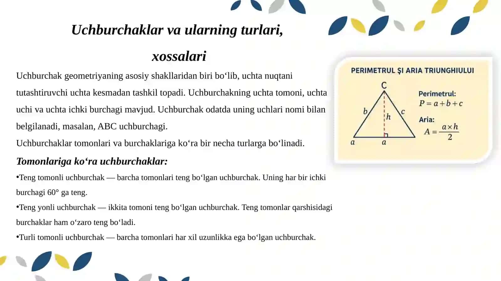 Uchburchkalar, To’rtburchaklar va Ko’pburchaklar 3