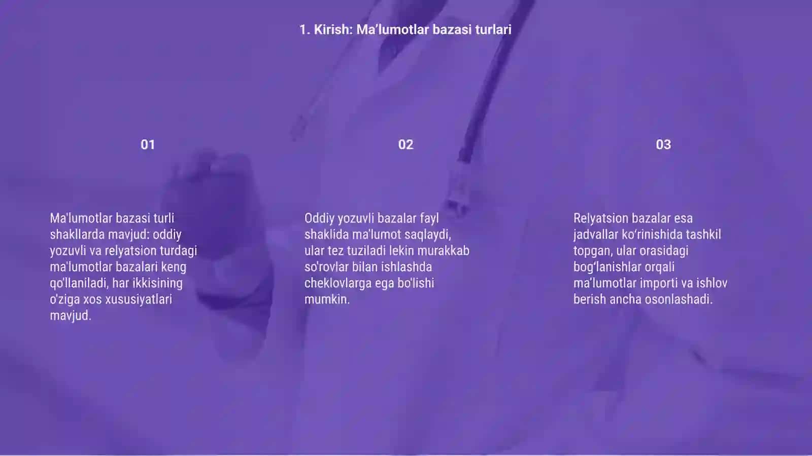 Ma'lumotlar Bazasi Turli Shakllarda 3