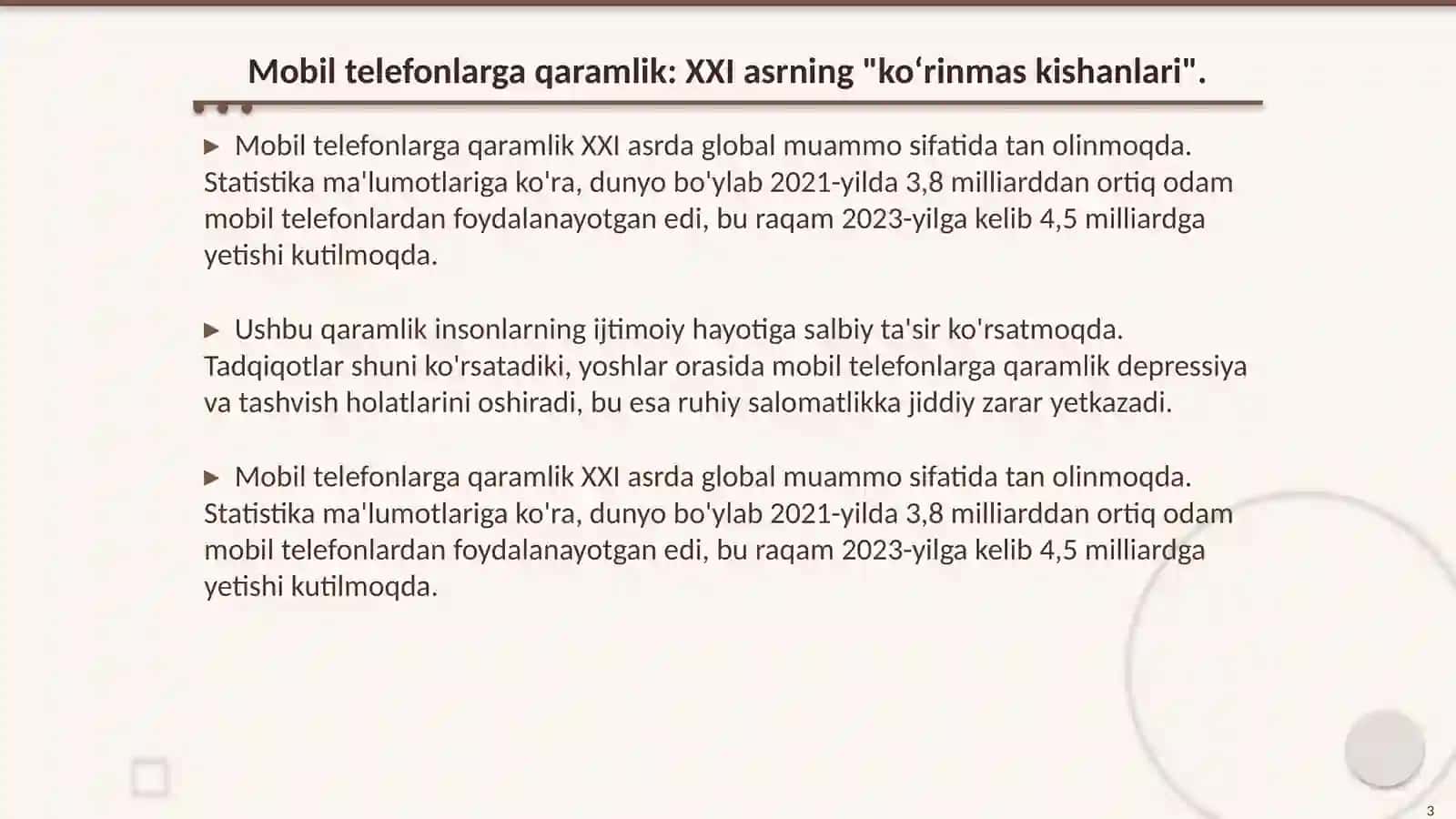 Mobil telefonlarga qaramlik 3
