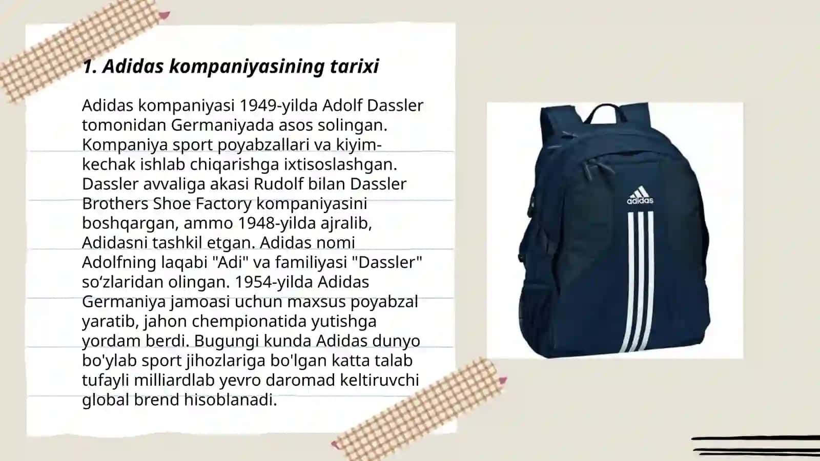 Adidas kompaniyasi bo'yicha 3
