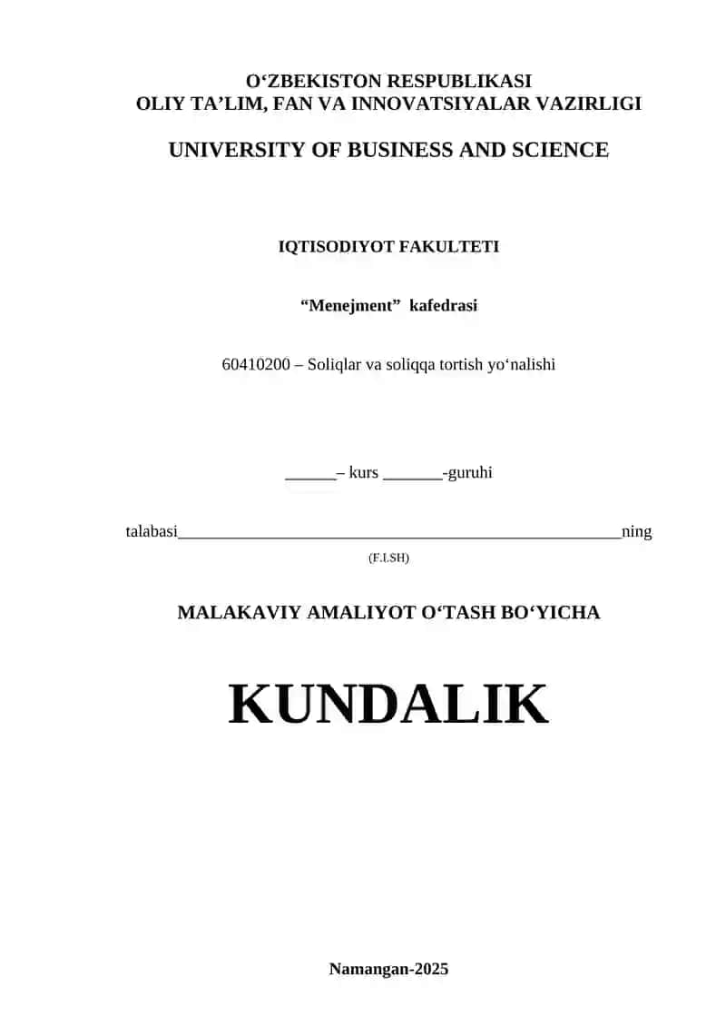Malakaviy amaliyot bo'yicha hisoboti 3