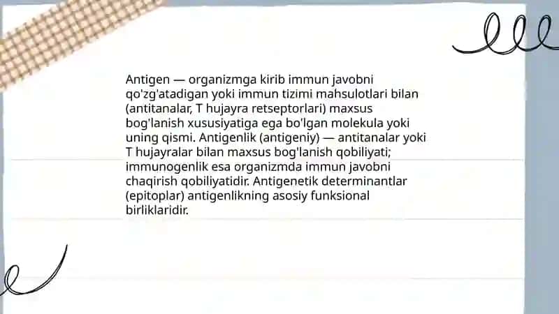 Antigenlar va ularning tasnifi 3