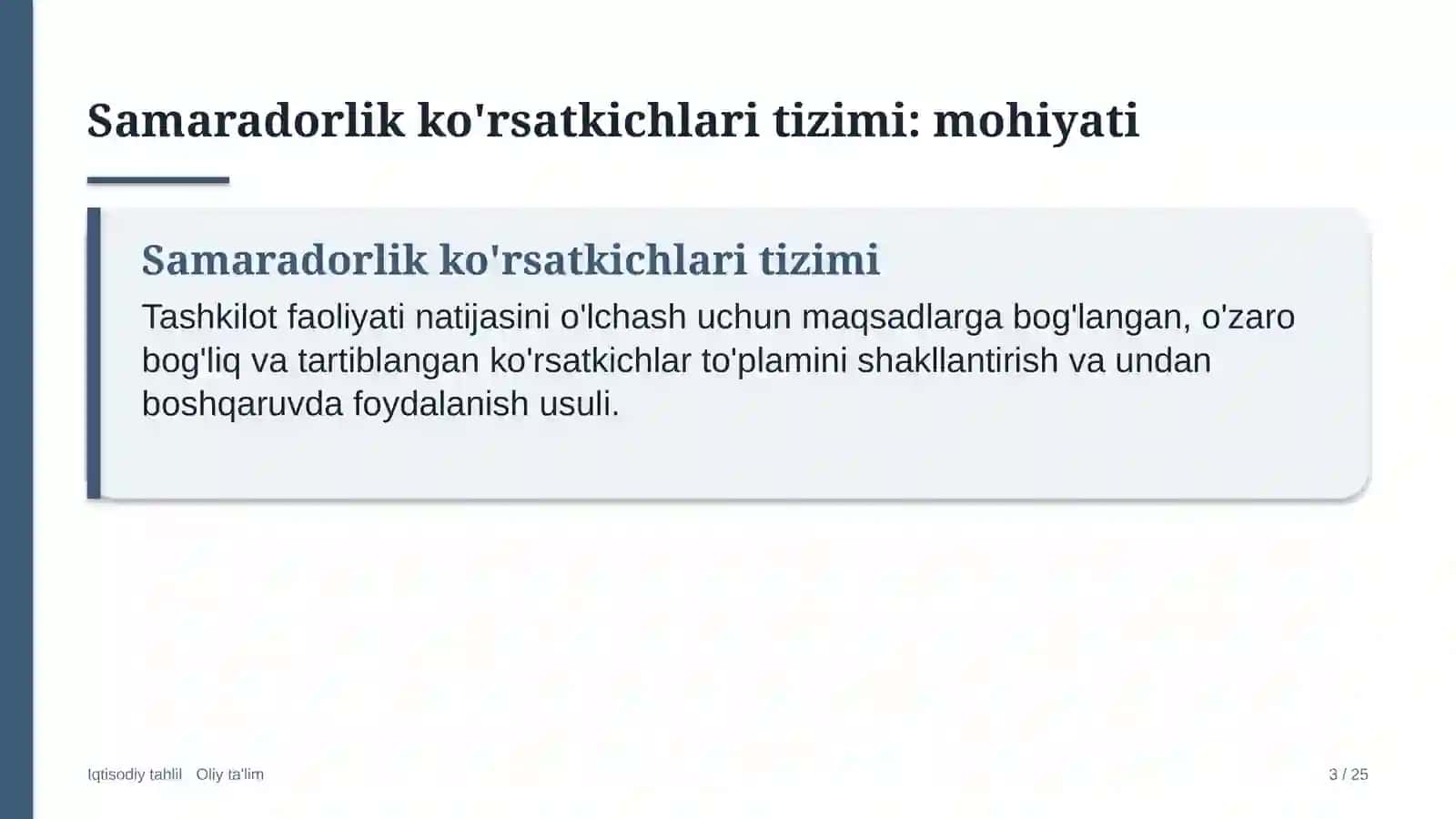 Yetkazib berish xizmatlarida samaradorlik ko'rsatkichlari tizimi 3