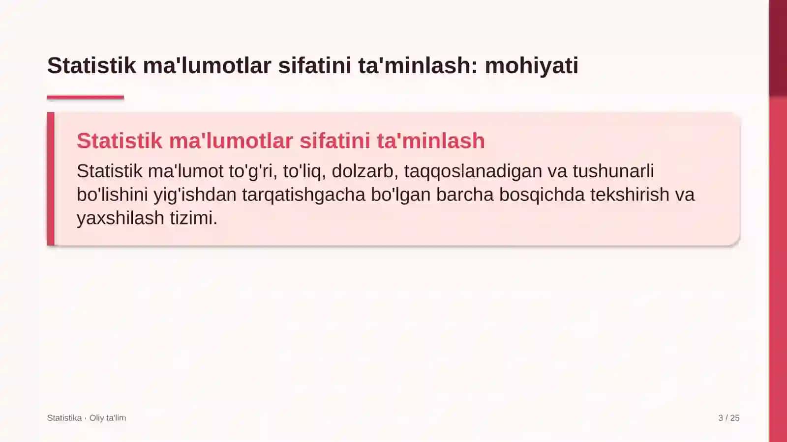 Davlat arxivlarida statistik ma'lumotlar sifatini ta'minlash 3