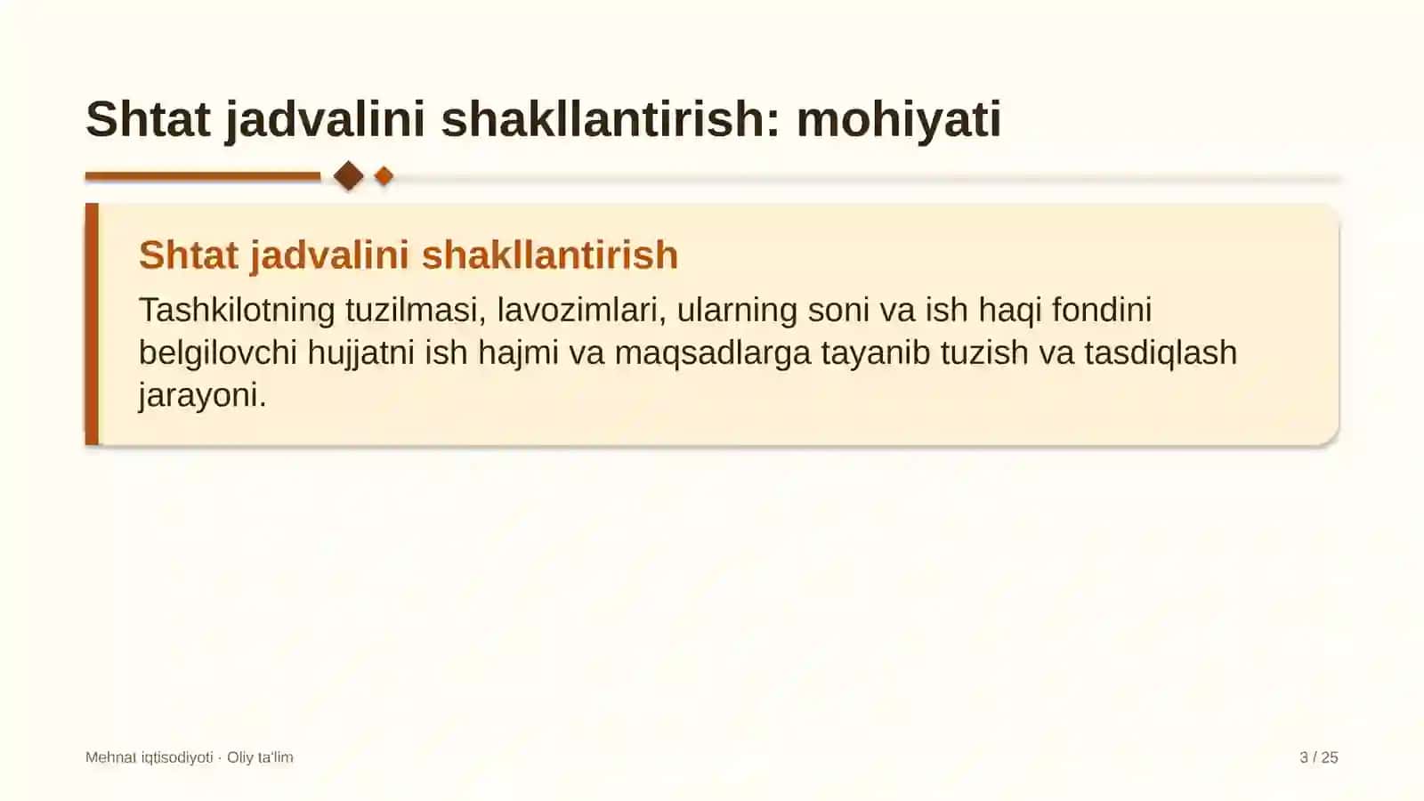 Elektr montaj ishlarida shtat jadvalini shakllantirish 3
