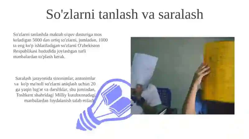 Lug'at ishlari bo'yicha maktabda bajarilgan vazifalarni aniqlash 3