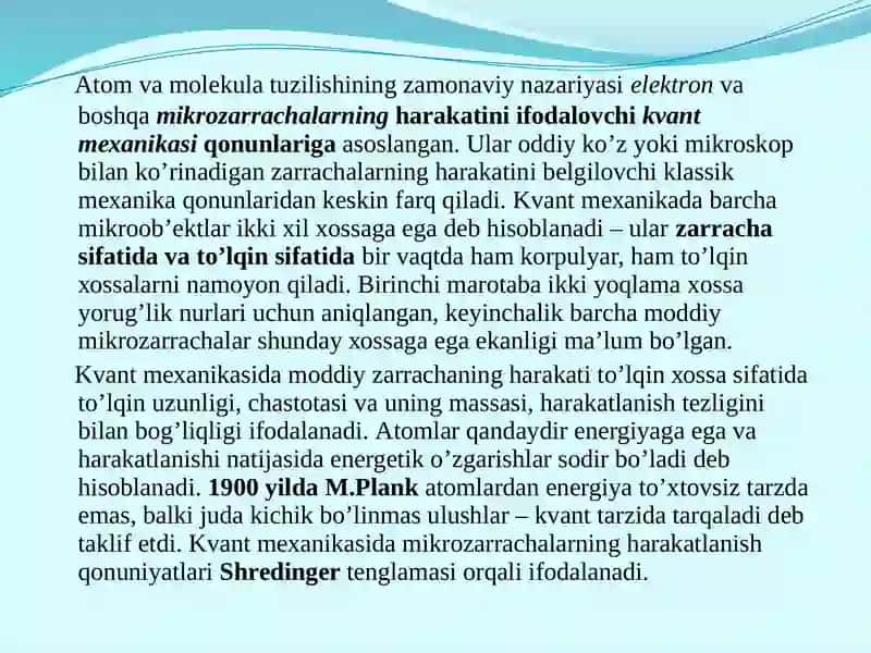 ATOM TUZULISHI. DAVRIY QONUN 3