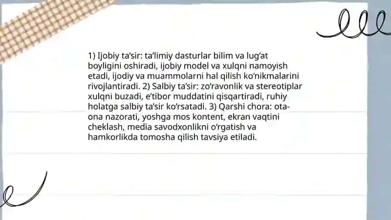 Medialarning tarbiyaviy ahamiyati 3