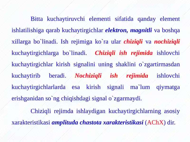 Kuchaytirgichlar 3