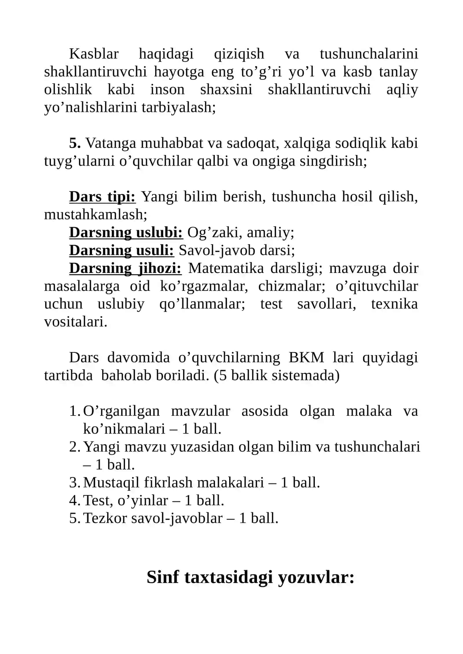 “Sonli ifodalar” mavzusida 3-sinf matematika fanidan bir soatlik DARS ISHLANMASI. 3