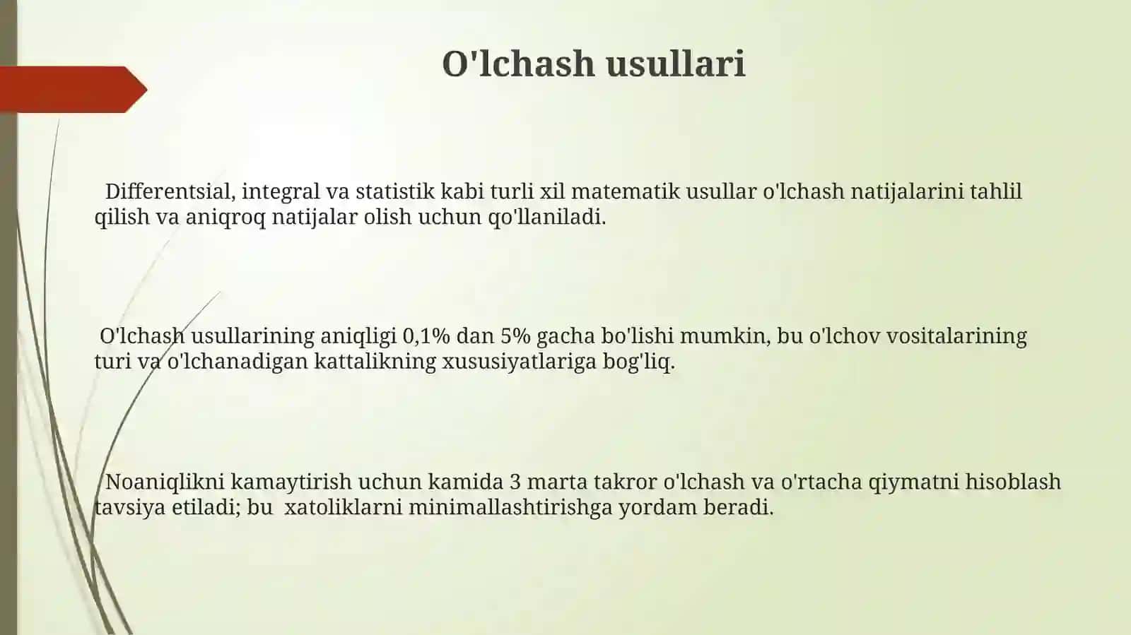 O'lchash jarayoni, o'lchash ob'yekti va sub'yekti 3