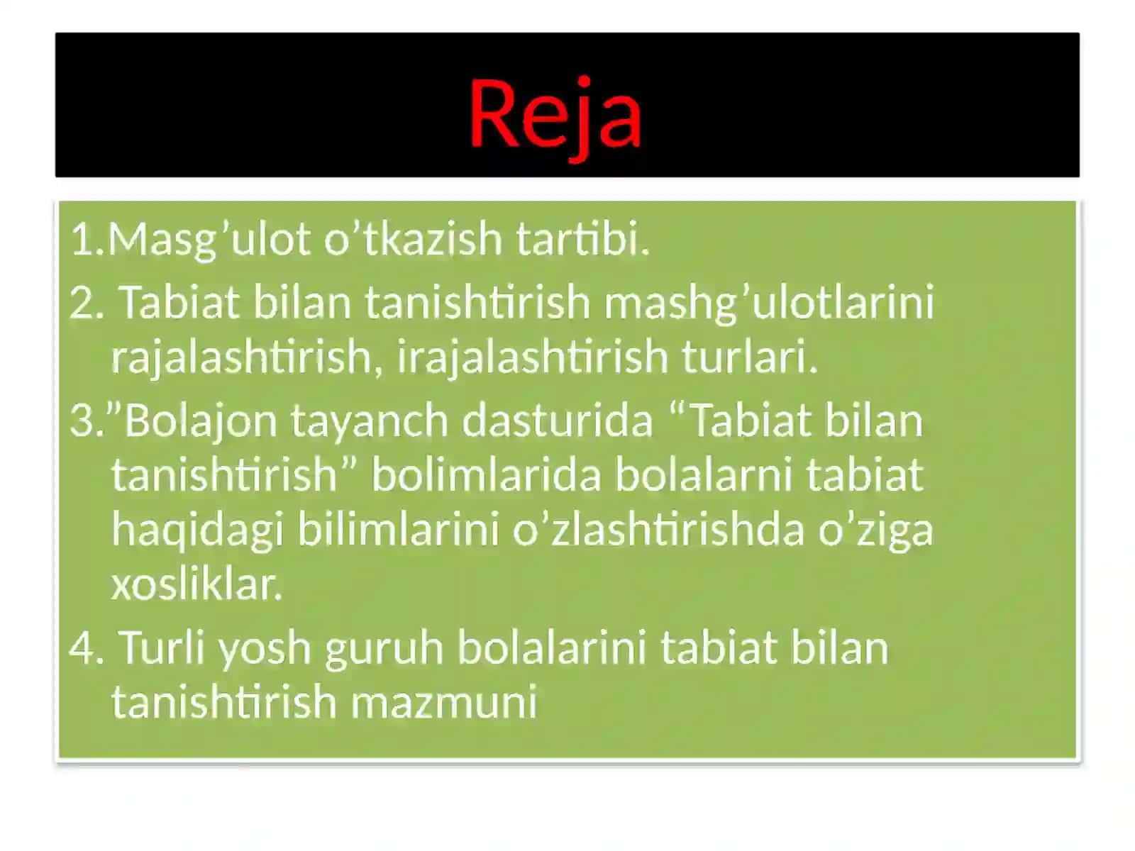 Tabiat bilan tanishtirish mashg'ulotlari 3