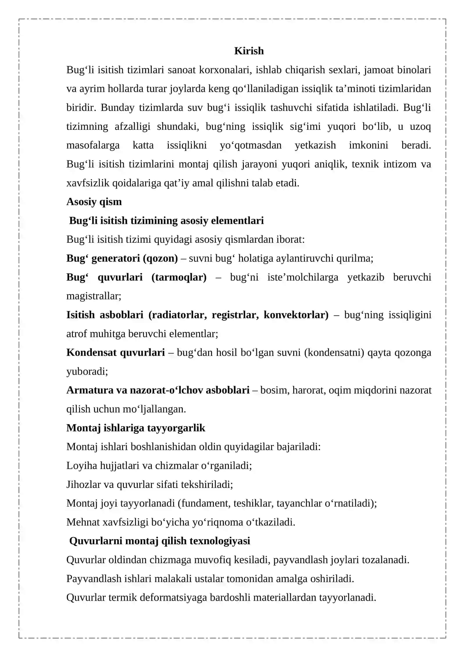 Bug'li isitish tizimlarini montaj qilish 3