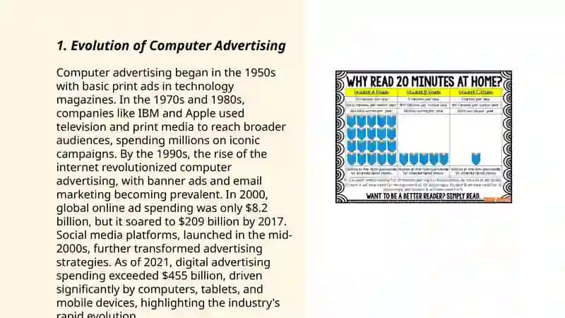 Reading camputer advertising. 3