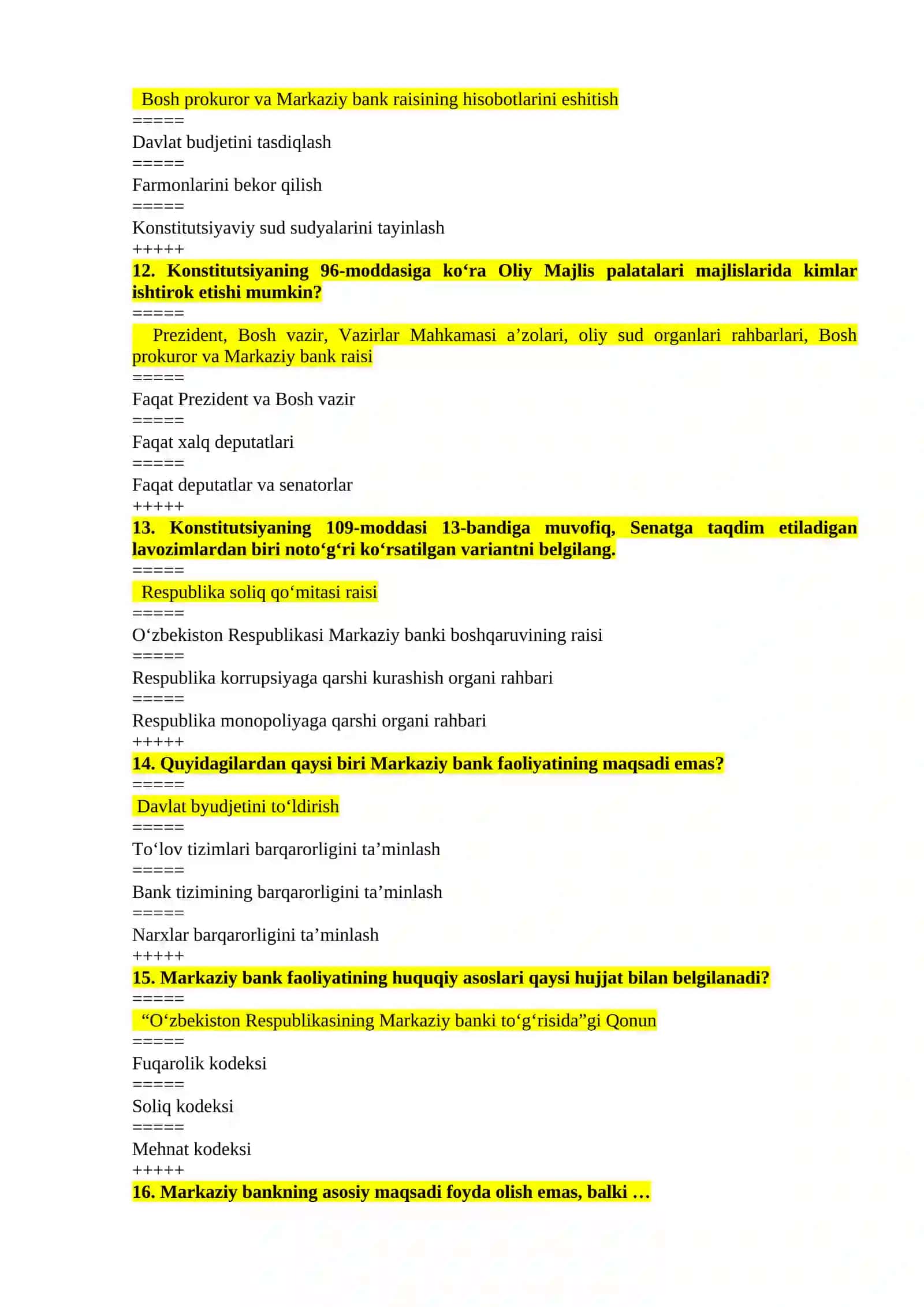 BANK HUQUQI Yakuniy test 2025/2026 3