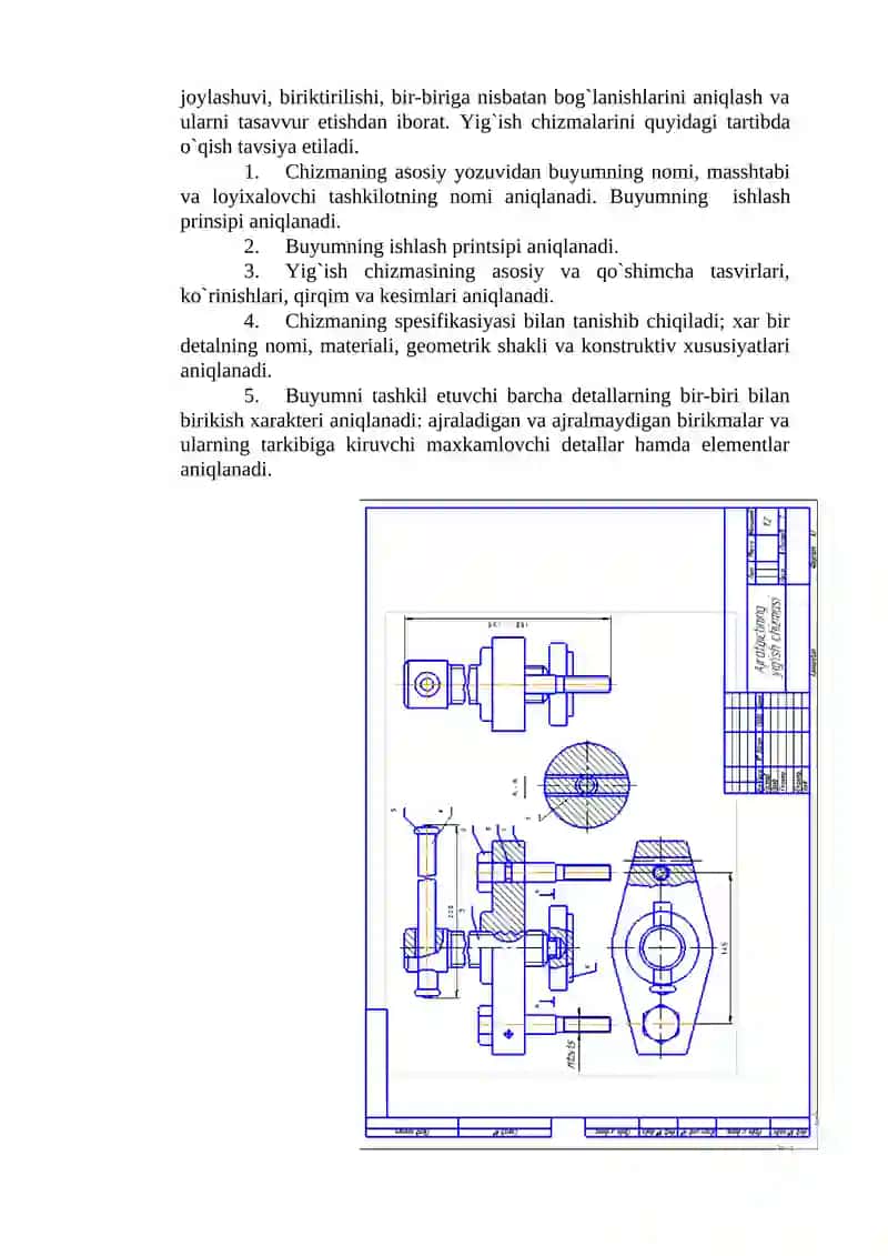 Yig`ish chizmalarini tuzish va o`qish 3