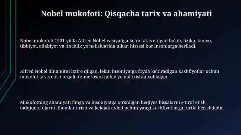 Nobel mukofoti Kimyo sohasida 3