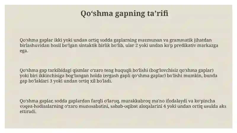 Qoʻshma gaplarning turlari 3