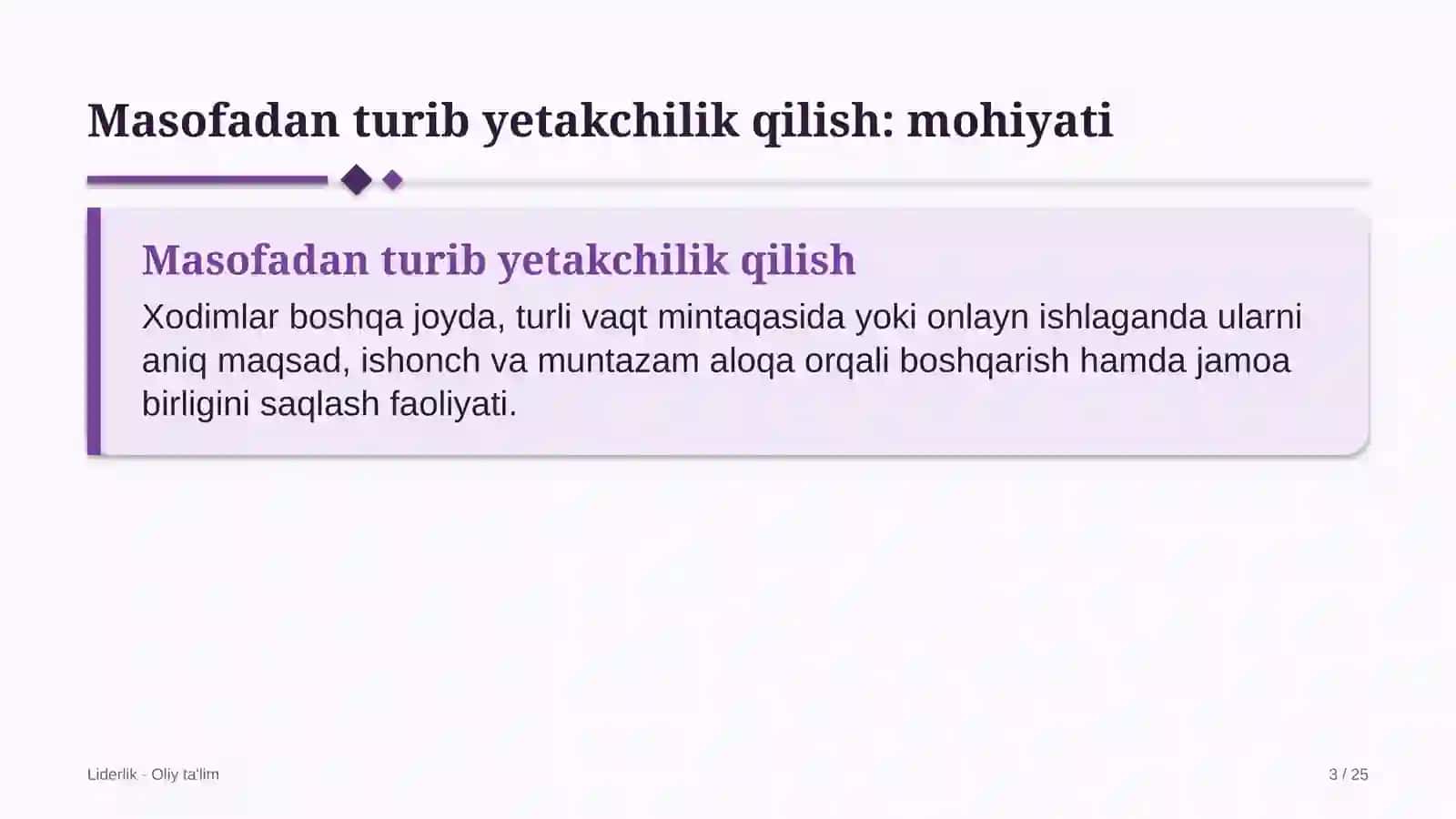 Liderlik · Oliy ta'lim 3