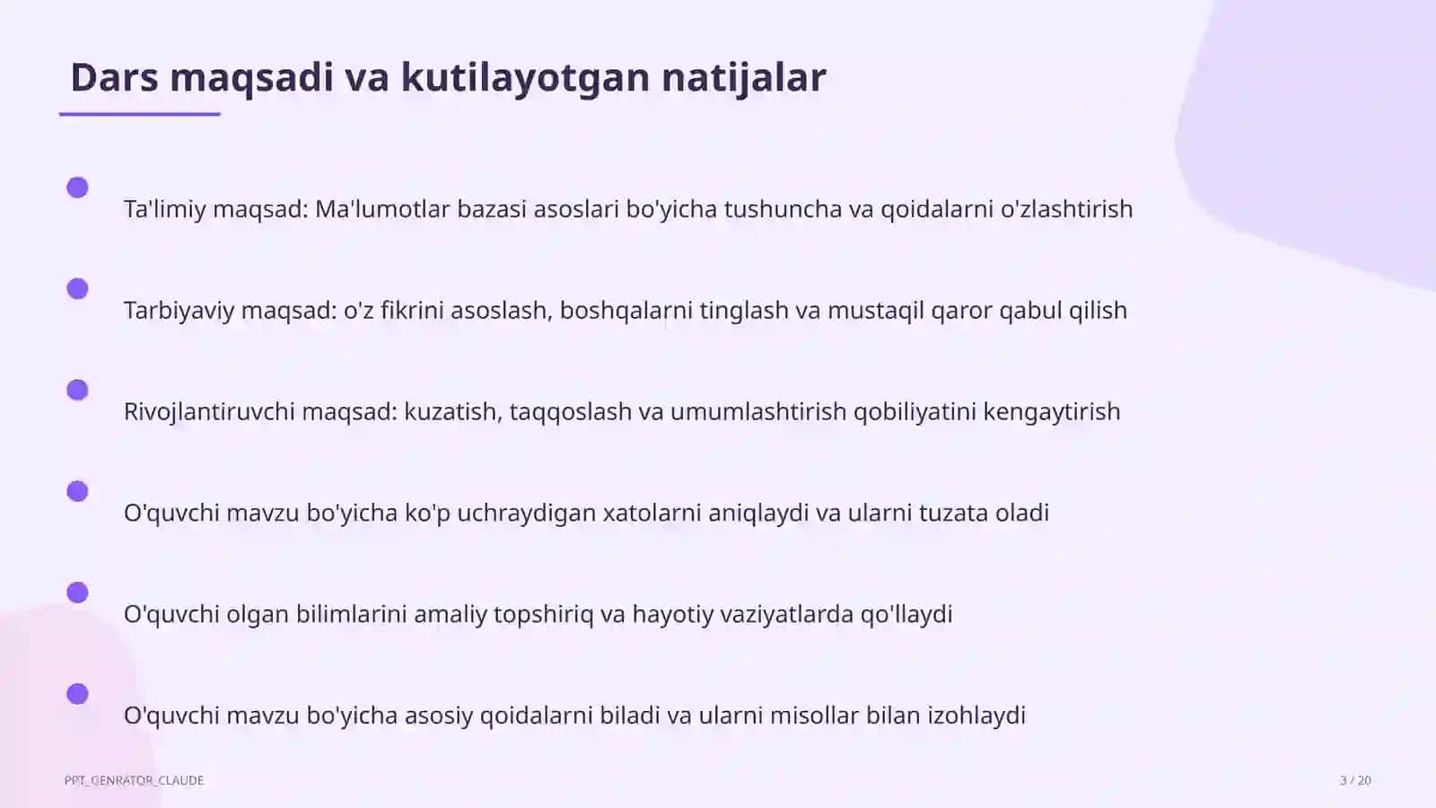Ma'lumotlar bazasi asoslari (9-sinf) 3