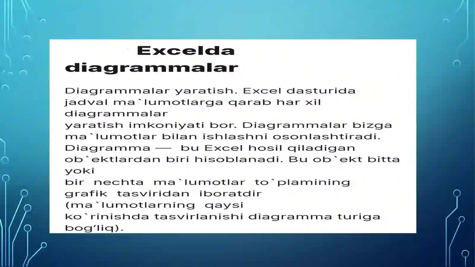 Excelda formula va diagrammalar bilan ishlash 3