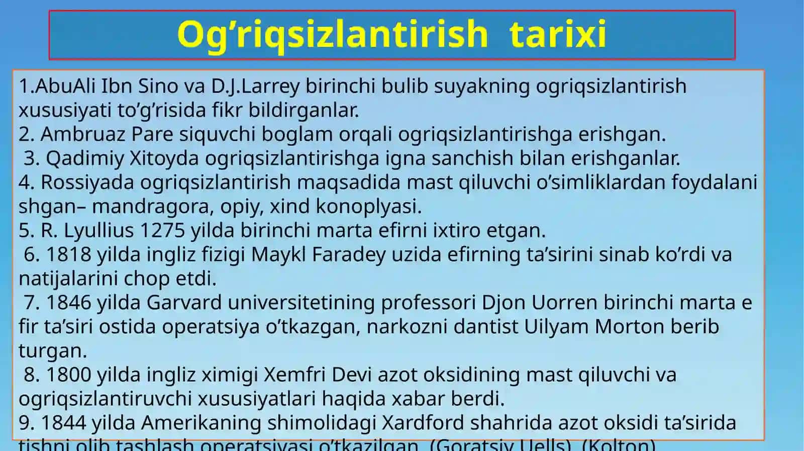 Og'riqsizlantirish asoslari 3