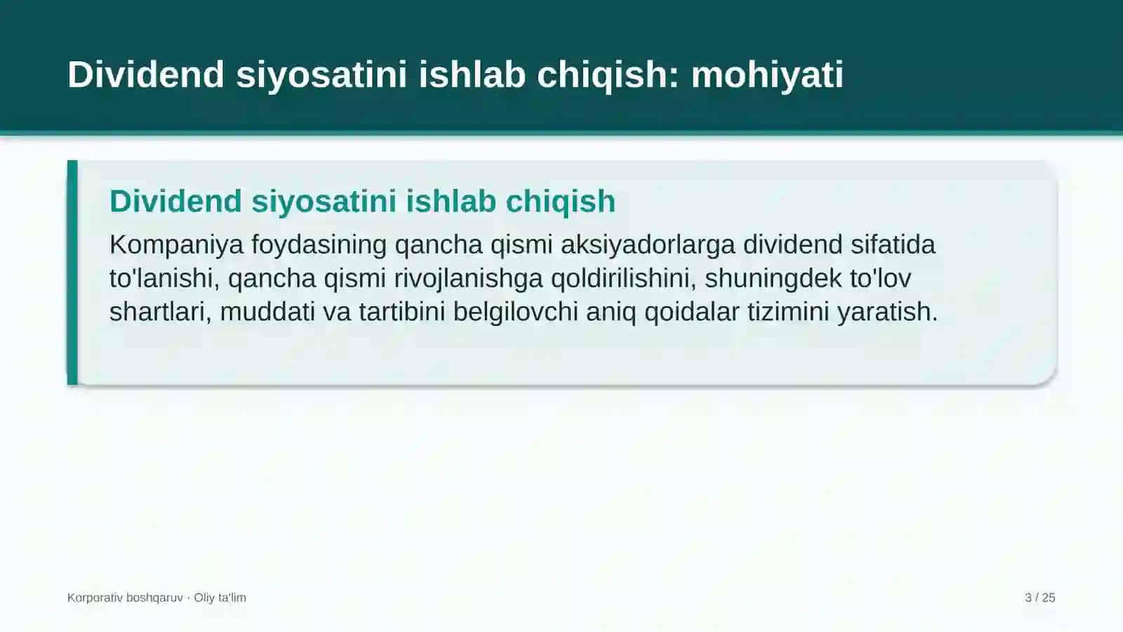 uy joy kommunal xo'jaligida dividend siyosatini ishlab chiqish 7946 3