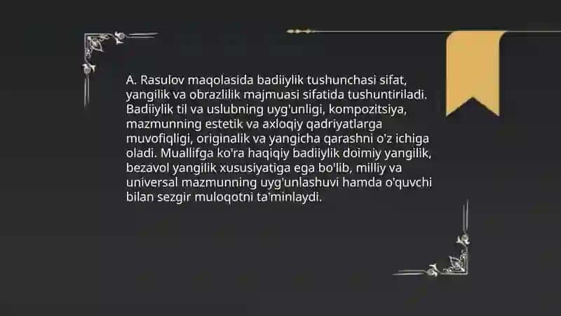 Badiiylik bezavol yangilik 3