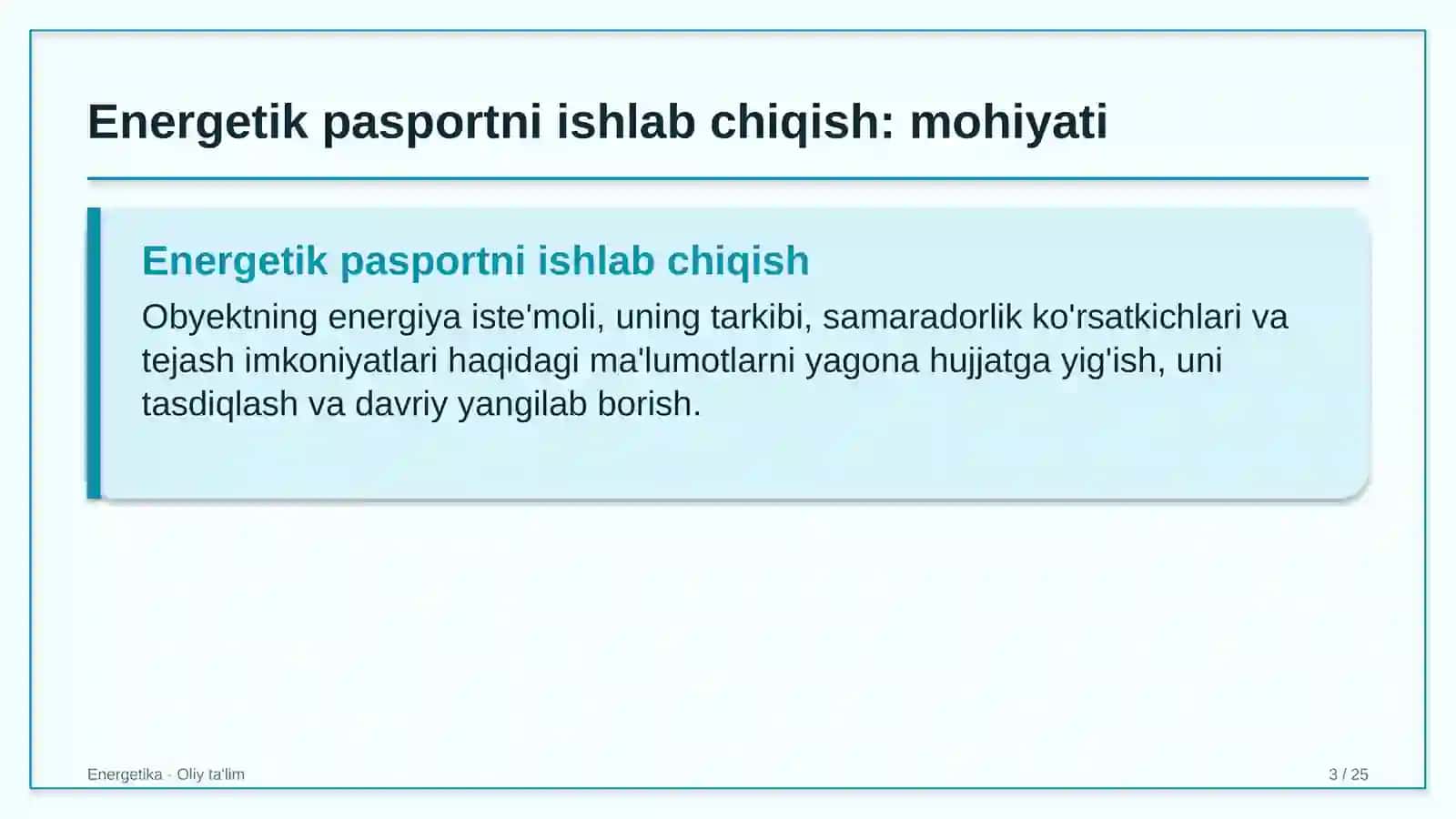 Autsorsing kompaniyalarida energetik pasportni ishlab chiqish 3