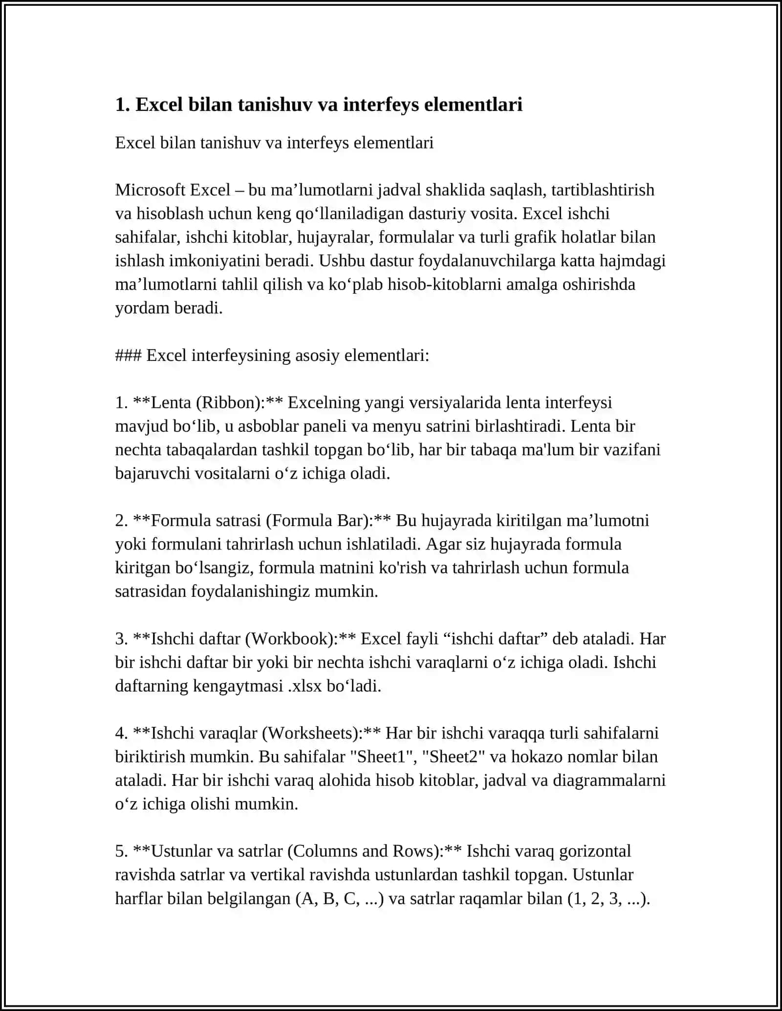 EXCEL DASTURIDA ISHLASH 3