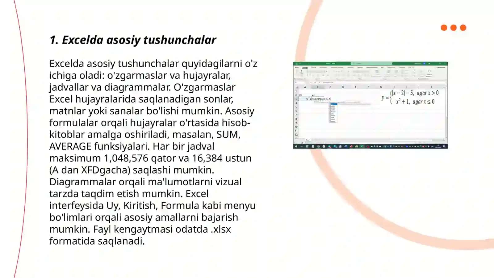 Excelda asosiy tushunchalar 3