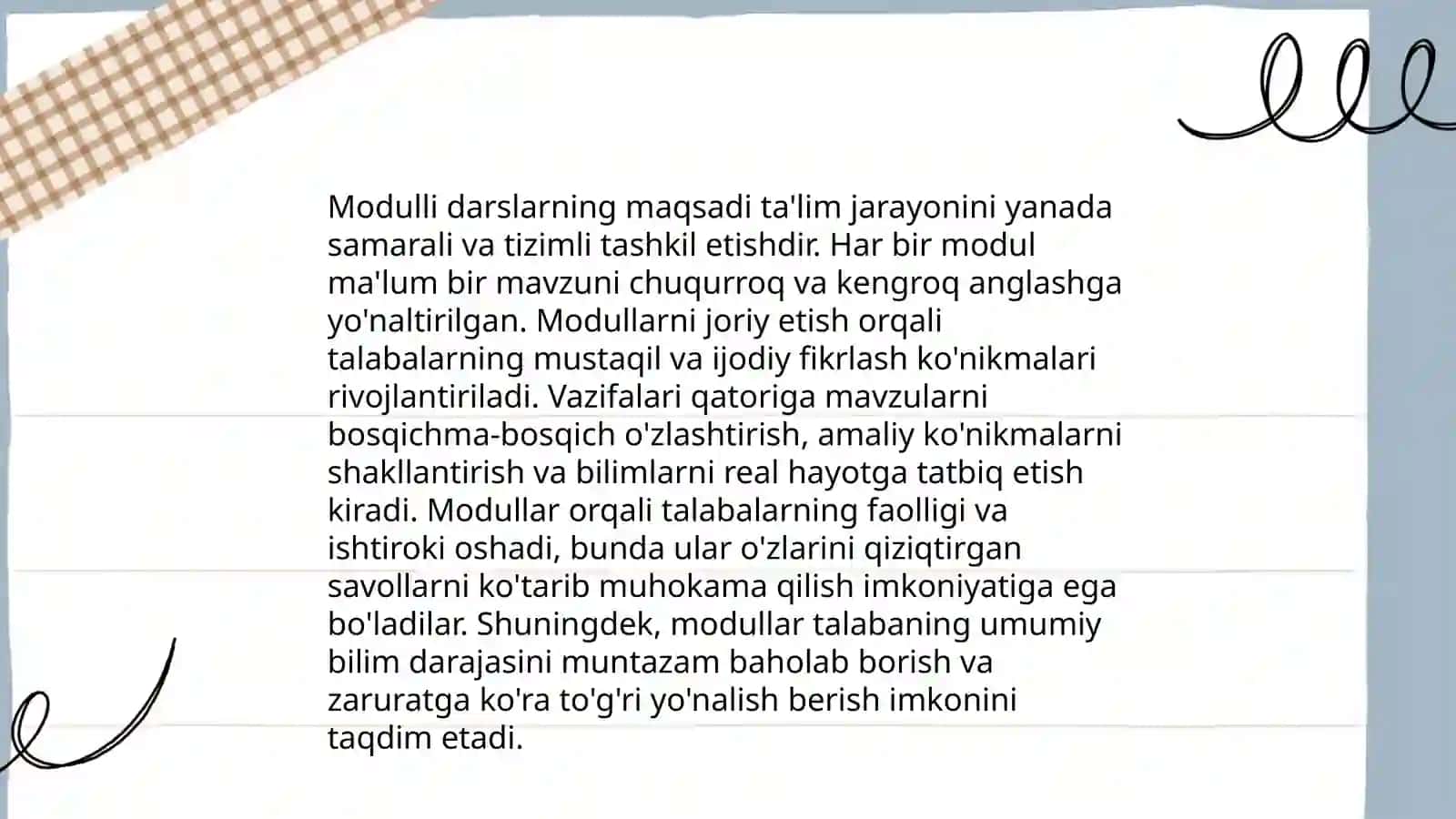 Modulli darslarga quyiladigan didaktik talablar 3