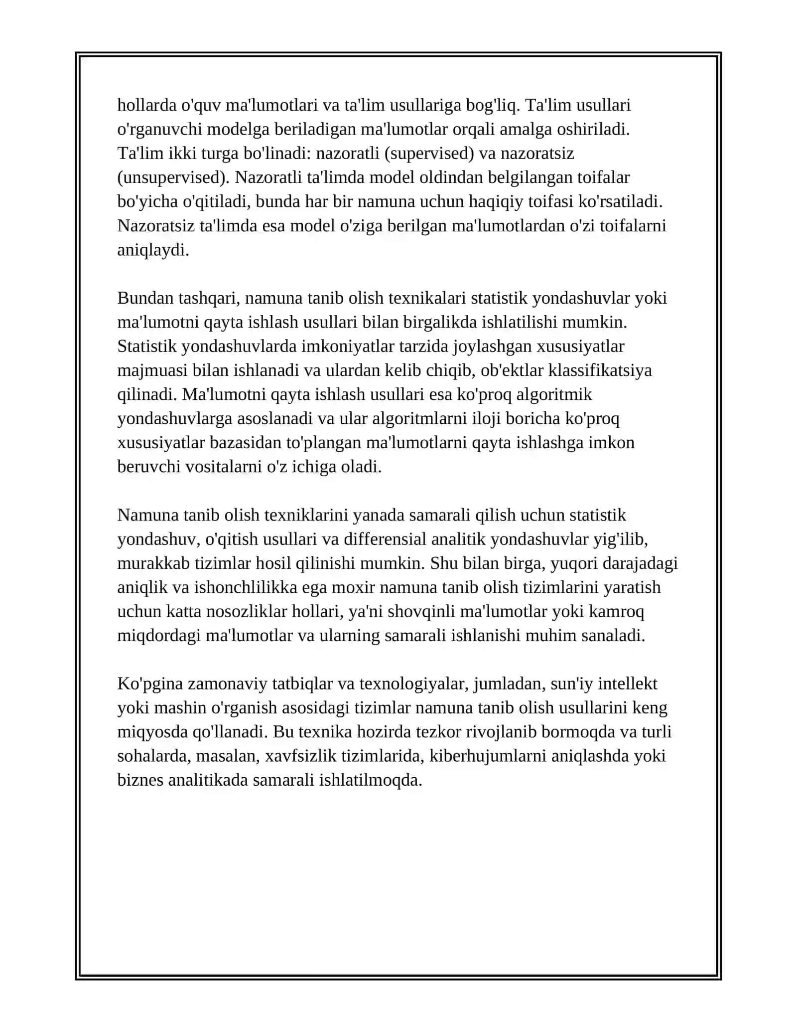 PATTERN RECOGNITION ASOSLARI 3